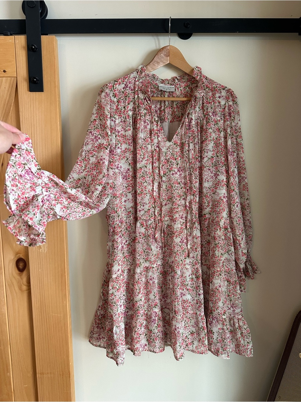Dress Forum Pink Floral Long-Sleeve Peasant Tunic